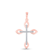 Load image into Gallery viewer, Radiant Rose Gold Diamond Cross Pendant - A Timeless Symbol of Love and Faith - Alternate view 1 from Splendid Jewellery