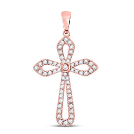 Radiant Rose Gold Diamond Cross Pendant - A Symbol of Faith and Elegance - Alternate view 1 from Splendid Jewellery