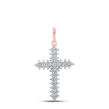 Load image into Gallery viewer, Radiant Rose Gold Diamond Cross Pendant - A Symbol of Elegance and Faith - Alternate view 1 from Splendid Jewellery
