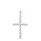 Radiant Rose Gold Diamond Cross Pendant - A Captivating Symbol of Elegance and Beauty - Alternate view 1 from Splendid Jewellery
