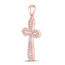 Load image into Gallery viewer, Radiant Rose Gold Diamond Cross Pendant - A Symbol of Faith and Elegance - Alternate view 2 from Splendid Jewellery