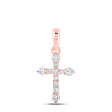 Load image into Gallery viewer, Radiant Rose Gold Diamond Cross Pendant: A Dazzling Symbol of Faith and Style - Alternate view 1 from Splendid Jewellery