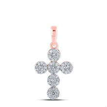Load image into Gallery viewer, Radiant Rose Gold Diamond Cross Pendant: A Captivating Symbol of Elegance and Faith - Alternate view 1 from Splendid Jewellery