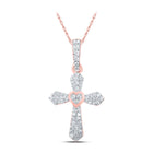 Radiant Rose Gold Diamond Cross Pendant | 10kt Rose Gold Womens Round Diamond Cross Pendant 1/6 Cttw | Splendid Jewellery - Alternate view 1 from Splendid Jewellery