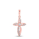 Rose Gold Diamond Cross Pendant | Elegant 10kt Rose Gold Womens Round Diamond Cross Pendant 1/6 Cttw | Splendid Jewellery - Alternate view 1 from Splendid Jewellery
