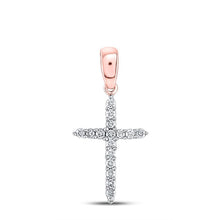 Load image into Gallery viewer, Radiant Rose Gold Diamond Cross Pendant - A Symbol of Elegance and Faith - Alternate view 1 from Splendid Jewellery