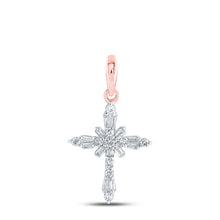 Load image into Gallery viewer, Radiant Rose Gold Diamond Cross Pendant: A Symbol of Elegance and Faith - Alternate view 1 from Splendid Jewellery