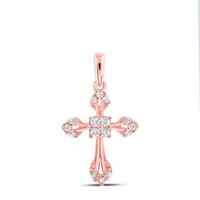 Load image into Gallery viewer, Radiant Rose Gold Diamond Cross Pendant - A Symbol of Elegance and Faith - Alternate view 1 from Splendid Jewellery