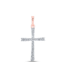 Load image into Gallery viewer, Radiant Rose Gold Diamond Cross Pendant - A Symbol of Timeless Elegance and Faith - Alternate view 1 from Splendid Jewellery