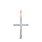 Radiant Rose Gold Diamond Cross Pendant - A Symbol of Timeless Elegance and Faith - Alternate view 1 from Splendid Jewellery