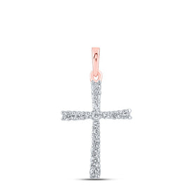 Radiant Rose Gold Diamond Cross Pendant - A Symbol of Timeless Elegance and Faith - Alternate view 1 from Splendid Jewellery