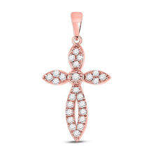 Load image into Gallery viewer, Radiant Rose Gold Diamond Cross Pendant: A Symbol of Elegance and Devotion - Alternate view 1 from Splendid Jewellery