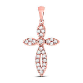 Radiant Rose Gold Diamond Cross Pendant: A Symbol of Elegance and Devotion - Alternate view 1 from Splendid Jewellery