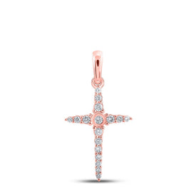 Radiant Rose Gold Diamond Cross Pendant - A Symbol of Elegance and Faith - Alternate view 1 from Splendid Jewellery