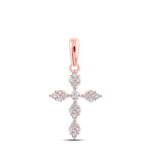 Load image into Gallery viewer, Radiant Rose Gold Diamond Cross Pendant: A Symbol of Elegance and Devotion - Alternate view 1 from Splendid Jewellery
