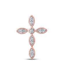 Load image into Gallery viewer, Radiant Rose Gold Diamond Cross Pendant - A Testament of Elegance and Spirituality - Alternate view 1 from Splendid Jewellery