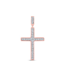 Load image into Gallery viewer, Radiant Rose Gold Diamond Cross Pendant - Alternate view 1 from Splendid Jewellery