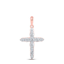 Load image into Gallery viewer, Radiant Rose Gold Diamond Cross Pendant - Alternate view 1 from Splendid Jewellery