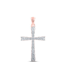 Load image into Gallery viewer, Rose Gold Diamond Cross Pendant | Elegant Symbol of Faith and Beauty - Alternate view 1 from Splendid Jewellery
