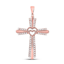 Load image into Gallery viewer, Radiant Love Diamond Heart Cross Pendant - Alternate view 1 from Splendid Jewellery