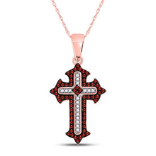 Load image into Gallery viewer, Captivating Crimson Diamond Cross Pendant - Alternate view 1 from Splendid Jewellery