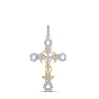 Captivating Elegance: 10kt Two-tone Gold Diamond Cross Pendant - Alternate view 1 from Splendid Jewellery