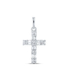 Dazzling Faithful Love Pendant | 10kt White Gold Womens Baguette Diamond Cross Pendant 1/6 Cttw - Alternate view 1 from Splendid Jewellery