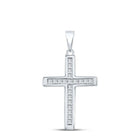 Radiant Grace: 10kt White Gold Princess Diamond Cross Pendant Top view from the 10Kt White Gold Womens Princess Diamond Cross Pendant 1 4 Cttwpin280801 collection by Splendid Jewellery