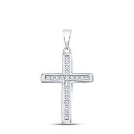 Radiant Grace: 10kt White Gold Princess Diamond Cross Pendant Top view from the 10Kt White Gold Womens Princess Diamond Cross Pendant 1 4 Cttwpin280801 collection by Splendid Jewellery