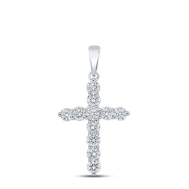 Radiant Harmony: 10kt White Gold Diamond Cross Pendant - 1-1/2 Cttw Top view from the 10Kt White Gold Womens Round Diamond Cross Pendant 1 1 2 Cttwpin218725 collection by Splendid Jewellery