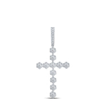 Load image into Gallery viewer, Sparkling Diamond Cross Pendant | 10kt White Gold Womens Round Diamond Cross Pendant 1-3/8 Cttw Top view from the 10Kt White Gold Womens Round Diamond Cross Pendant 1 3 8 Cttwpin218804 collection by Splendid Jewellery