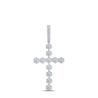 Sparkling Diamond Cross Pendant | 10kt White Gold Womens Round Diamond Cross Pendant 1-3/8 Cttw Top view from the 10Kt White Gold Womens Round Diamond Cross Pendant 1 3 8 Cttwpin218804 collection by Splendid Jewellery