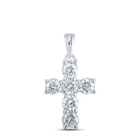 Radiant Love: 10kt White Gold Diamond Cross Pendant Top view from the 10Kt White Gold Womens Round Diamond Cross Pendant 1 Cttwpin211628 collection by Splendid Jewellery
