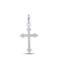 Load image into Gallery viewer, Radiant Faith Diamond Cross Pendant Top view from the 10Kt White Gold Womens Round Diamond Cross Pendant 1 10 Cttwpin211938 collection by Splendid Jewellery