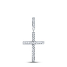 Load image into Gallery viewer, Radiant Faith Diamond Cross Pendant Top view from the 10Kt White Gold Womens Round Diamond Cross Pendant 1 10 Cttwpin211678 collection by Splendid Jewellery