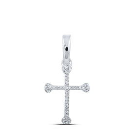 10kt White Gold Diamond Cross Pendant - A Mesmerizing Symbol of Elegance and Faith Top view from the 10Kt White Gold Womens Round Diamond Cross Pendant 1 12 Cttwpin211073 collection by Splendid Jewellery
