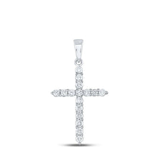 Load image into Gallery viewer, Radiant Faith Diamond Cross Pendant Top view from the 10Kt White Gold Womens Round Diamond Cross Pendant 1 2 Cttwpin289614 collection by Splendid Jewellery