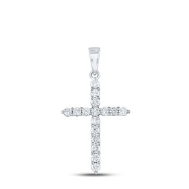 Radiant Faith Diamond Cross Pendant Top view from the 10Kt White Gold Womens Round Diamond Cross Pendant 1 2 Cttwpin289614 collection by Splendid Jewellery
