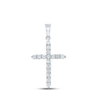 Celestial Brilliance: 10kt White Gold Diamond Cross Pendant Top view from the 10Kt White Gold Womens Round Diamond Cross Pendant 1 2 Cttwpin213220 collection by Splendid Jewellery