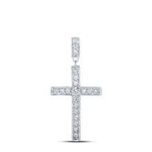 Load image into Gallery viewer, Radiant Faith Diamond Cross Pendant Top view from the 10Kt White Gold Womens Round Diamond Cross Pendant 1 2 Cttwpin211654 collection by Splendid Jewellery