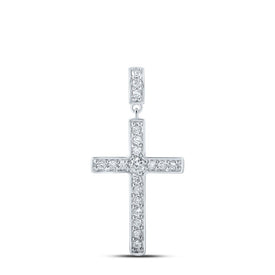 Radiant Faith Diamond Cross Pendant Top view from the 10Kt White Gold Womens Round Diamond Cross Pendant 1 2 Cttwpin211654 collection by Splendid Jewellery