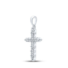 Load image into Gallery viewer, Radiant Faith: 10kt White Gold Diamond Cross Pendant Side view from the 10Kt White Gold Womens Round Diamond Cross Pendant 1 2 Cttwpin286772 collection by Splendid Jewellery