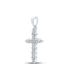 Radiant Faith: 10kt White Gold Diamond Cross Pendant Side view from the 10Kt White Gold Womens Round Diamond Cross Pendant 1 2 Cttwpin286772 collection by Splendid Jewellery