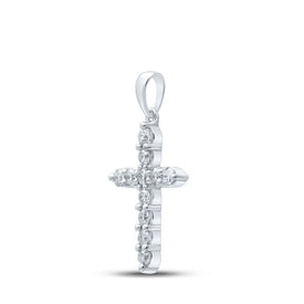 Radiant Faith: 10kt White Gold Diamond Cross Pendant Side view from the 10Kt White Gold Womens Round Diamond Cross Pendant 1 2 Cttwpin286772 collection by Splendid Jewellery