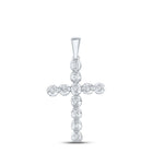 Radiant Faith: 10kt White Gold Diamond Cross Pendant Top view from the 10Kt White Gold Womens Round Diamond Cross Pendant 1 2 Cttwpin285706 collection by Splendid Jewellery