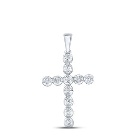 Radiant Faith: 10kt White Gold Diamond Cross Pendant Top view from the 10Kt White Gold Womens Round Diamond Cross Pendant 1 2 Cttwpin285706 collection by Splendid Jewellery