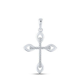 Radiant Faith Diamond Cross Pendant - 10kt White Gold Womens Round Diamond Cross Pendant 1/20 Cttw Top view from the 10Kt White Gold Womens Round Diamond Cross Pendant 1 20 Cttwpin214042 collection by Splendid Jewellery