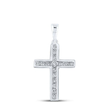 Load image into Gallery viewer, Radiant Faith Diamond Cross Pendant Top view from the 10Kt White Gold Womens Round Diamond Cross Pendant 1 3 Cttwpin280460 collection by Splendid Jewellery