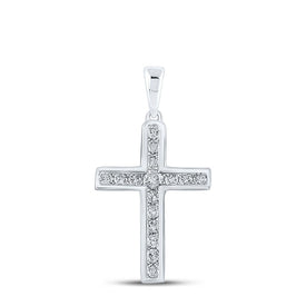 Radiant Faith Diamond Cross Pendant Top view from the 10Kt White Gold Womens Round Diamond Cross Pendant 1 3 Cttwpin280460 collection by Splendid Jewellery