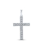 Radiant Reflections: 10kt White Gold Diamond Cross Pendant Top view from the 10Kt White Gold Womens Round Diamond Cross Pendant 1 3 Cttwpin280433 collection by Splendid Jewellery